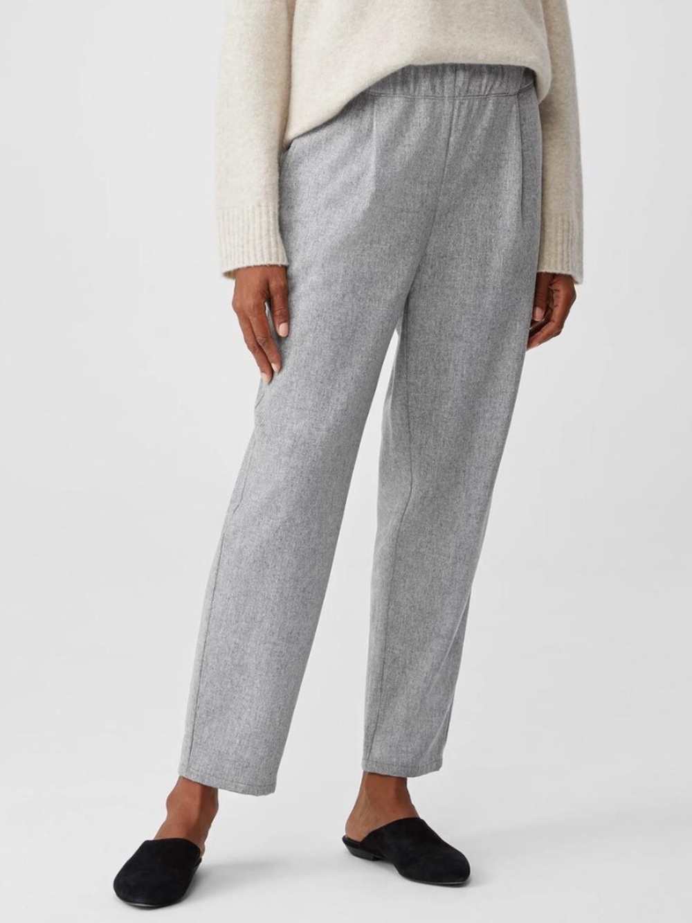 NWT Eileen Fisher Soft Wool Flannel Pleated Tapered Pant - size 2X